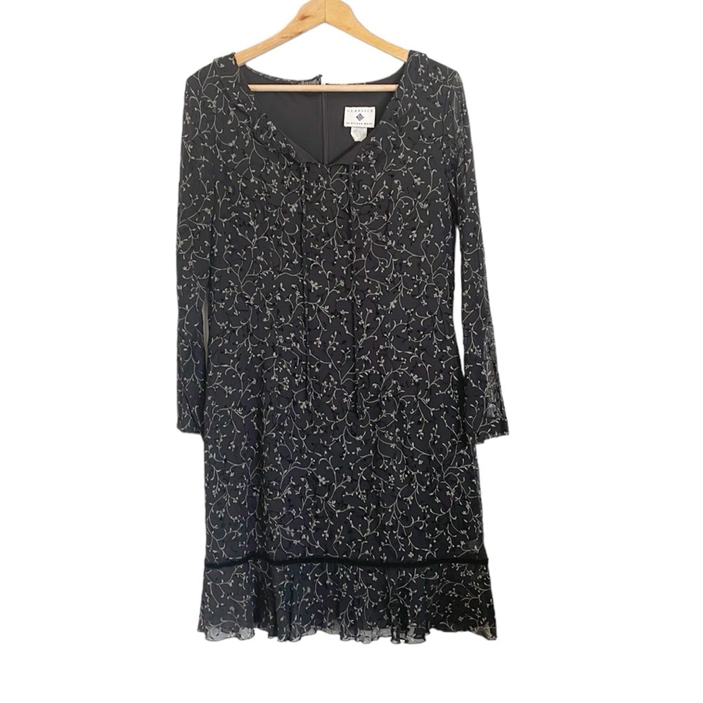 Classics by Eileen West Floral Fairygoth Y2K Black White Mini Dress size 10